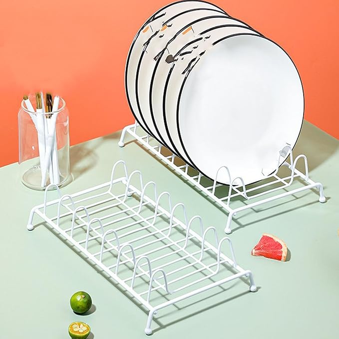 Dish Drying Rack, 11 x 6in Small Dish Rack for Kitchen Counter Metal Kitchen Plate Storage Drainer Utensil Holder Display Racks for Cabinet
