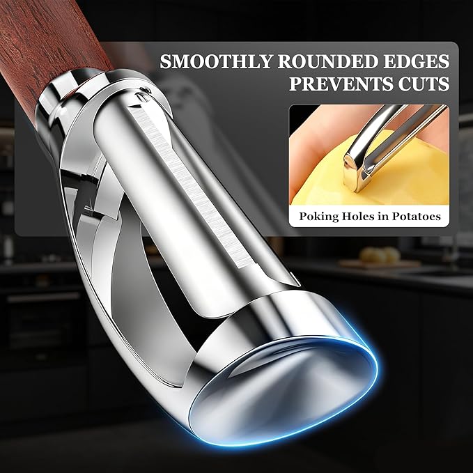 Vegetable Peeler, Premium I-Shape Potato Peeler, Stainless Steel Multifunctional Kitchen Peeler Real Wood Handle Ultra Sharp Blade Vegetable, Potato, Fruit