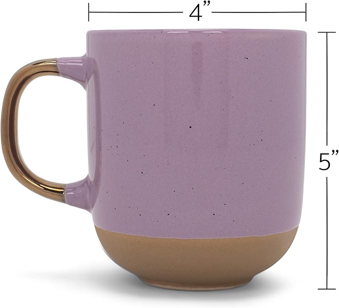 Elanze Designs Speckled 16 ounce Ceramic Mugs With Metallic Handle Set of 4, Purple