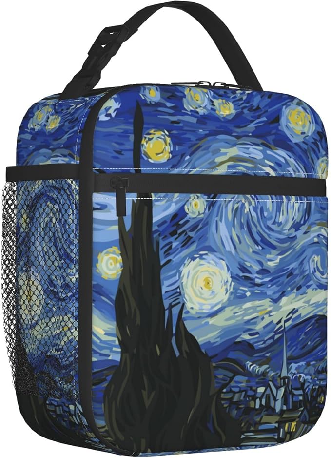 Night Sky The Starry Night Insulated Lunch Bag Portable Reusable Zipper Lunch Box For Men Women Work Picnic Travel Camping