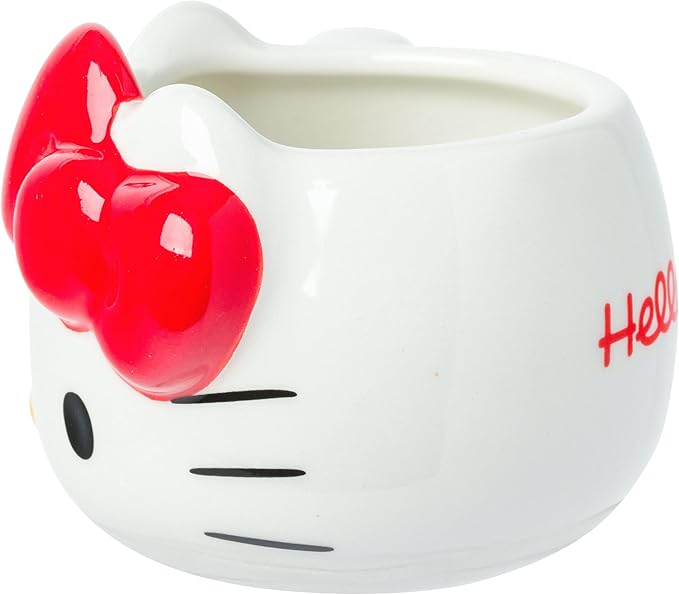 Silver Buffalo Sanrio Hello Kitty Different Color Bows 4 Pack 3D Sculpted Ceramic Mini Mug Set, Perfect as a Sugar, Cream, or Milk Set