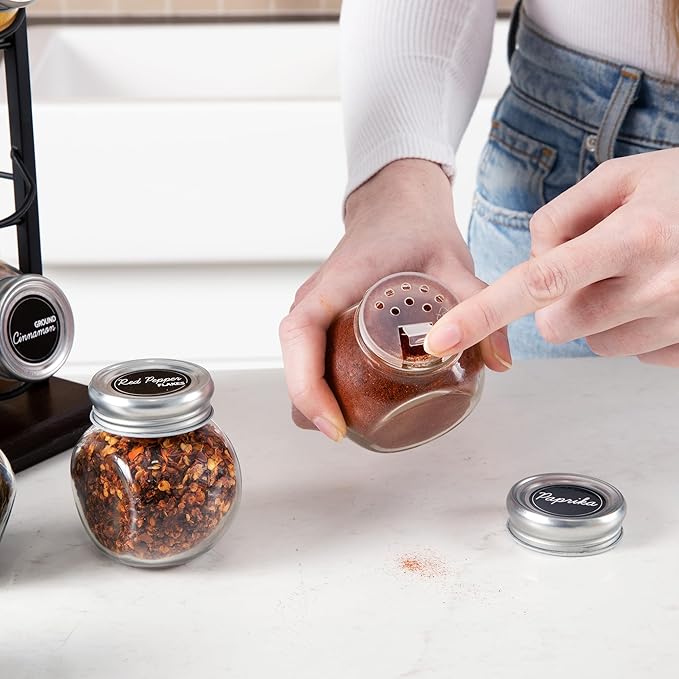 Orii 16 Jar Acacia Wood Vertical Spice Rack with Spices Included & 5-Year Spice Refill Program – Space-Saving Countertop Spice Rack with Glass Jars