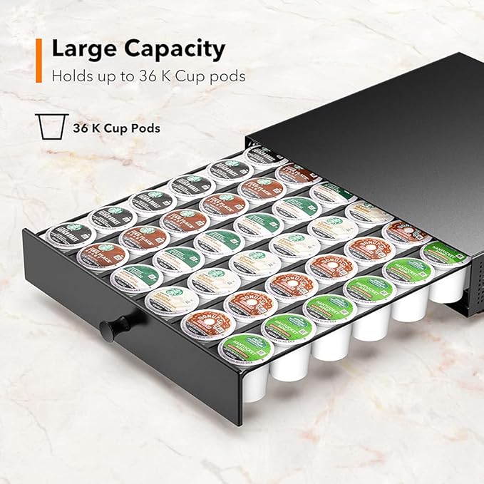Goldlion K Cup Holder Coffee Pod Organizer K Cup Organization Storage Drawer Maker Stand Tray Counter Rack Countertop Dolce Gusto Capsules Compatible with Keurig Accessories Holds 36 Pods