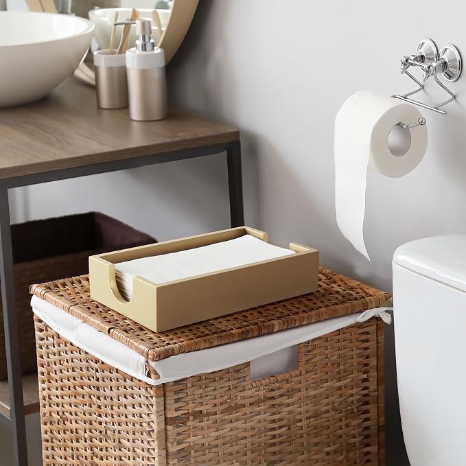 Gold Napkin Holder for Bathroom, Wooden Guest Towel Holder Tray for Bathroom, Disposable Paper Hand Towel Holder for Bathroom Accessories, Dinner Napkin Holder for Kitchen Table Party