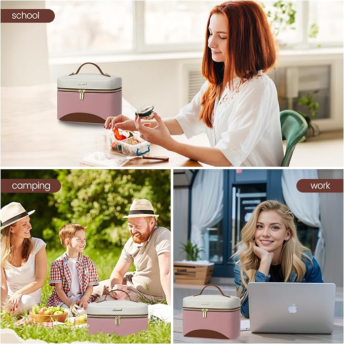 LOVEVOOK Lunch Box for Women,Large Adult Insulated Lunch Bag for Women,Leakproof Cooler Bag for Office Picnic Hiking Beach,Lunch Tote Bag with Adjustable Shoulder Strap
