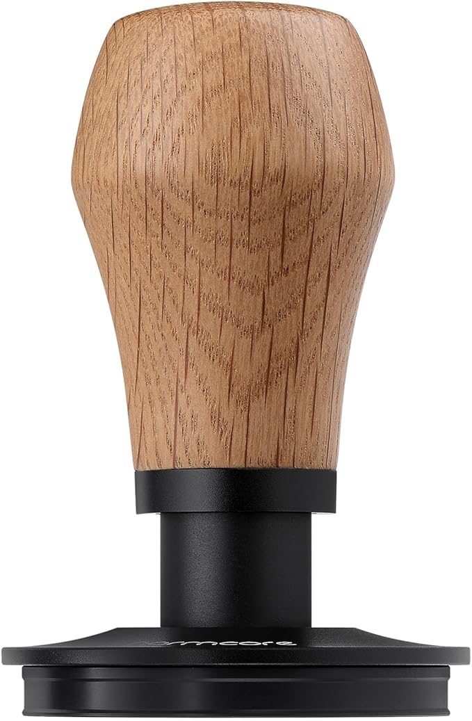 Normcore 53.3mm Espresso Tamper V4 - Spring Loaded With Titanium PVD Coating, Ripple Base - 15lbs/25lbs/30lbs Replacement Springs, Coffee Tamper With Genuine Oak Wood Handle