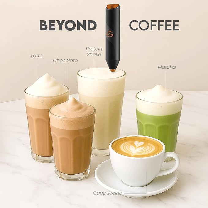 Zulay Kitchen Powerful Milk Frother AA Batteries Included – Ultra Fast Handheld Drink Mixer with Stainless Steel Whisk Stirrer for Coffee, Protein, Matcha & More, Frother Wand Electric Frothmate
