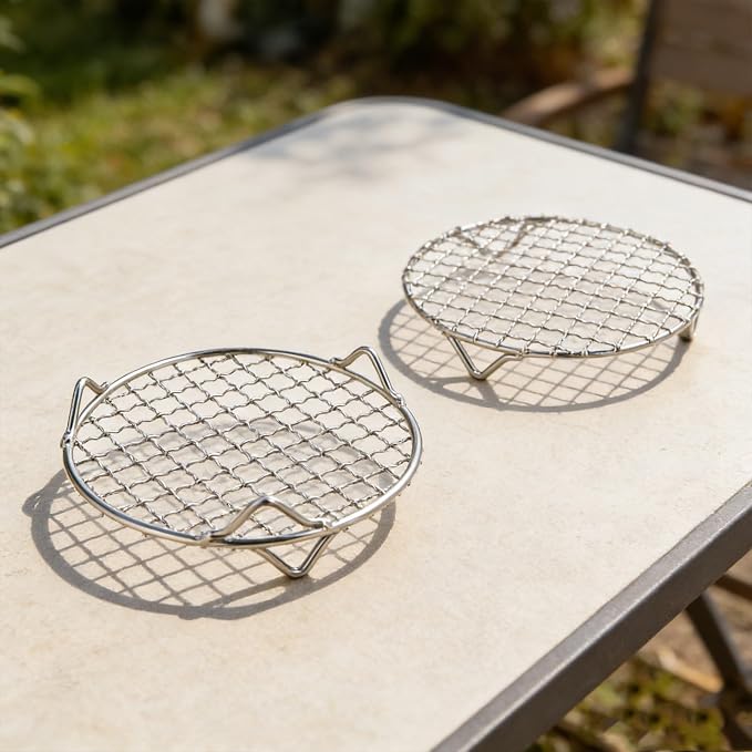 for Round Cooling Rack 2-Pack for Baking and Cooking, for Stainless Steel Wire Grid for Oven, Steamer and BBQ, Easy to Clean, Silver