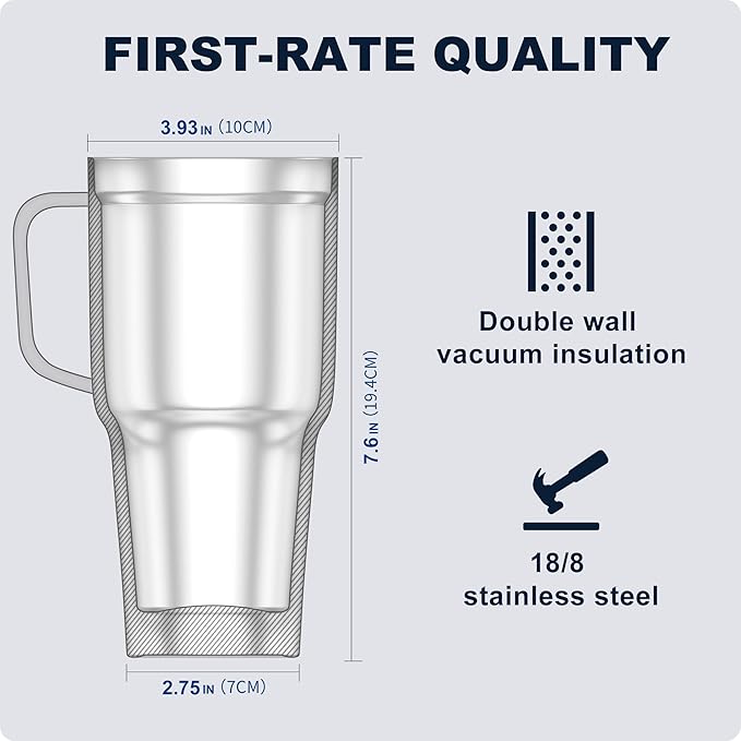 koodee Tumbler with Handle, 30 oz Stainless Steel Double Wall Insulated Tumblers with Lid and Straw Coffee Tumbler for Men and Women (Baby Pink)