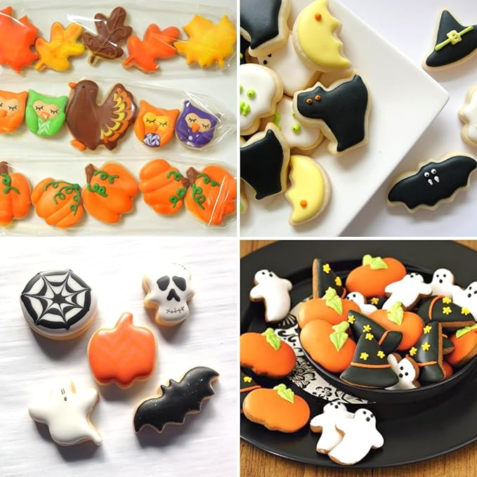Halloween Cookie Cutters Set,12PCS Mini Halloween Cookie Cutters Stainless Steel - Pumpkin, Ghost, Bat, Witch's Hat, Cat and More