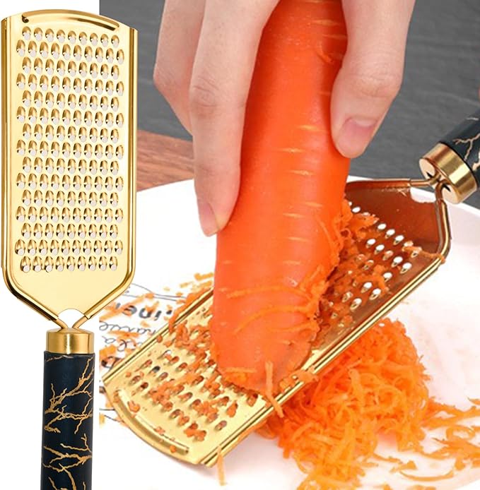 Professional Cheese Grater, Gold Stainless Steel Cheese Grater Handheld, Grater Hand Crank, Practical Kitchen Gadgets, Graters for Cheese, Chocolate, Spices (3 Size)