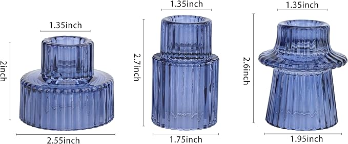 Vixdonos Glass Candlestick Holders Tealight Candle Holders for Table Centerpieces, Wedding Decor and Dinner Party (6 Pcs, Dark Blue)