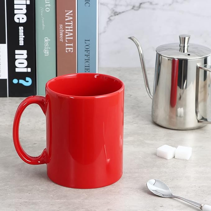 Large Coffee Mugs, 22 OZ(650ml) Extra Coffee Mug Set of 2, Smooth Ceramic Boss Cups, Big Capacity and Large Handle, for Dad Men, Red