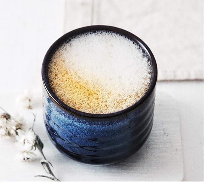 Japanese Style Ceramic Tea Set, Tea Cup, Coffee Cup, Yerba Mate Set, Ceramic Mate Cup Set of 4 (blue)