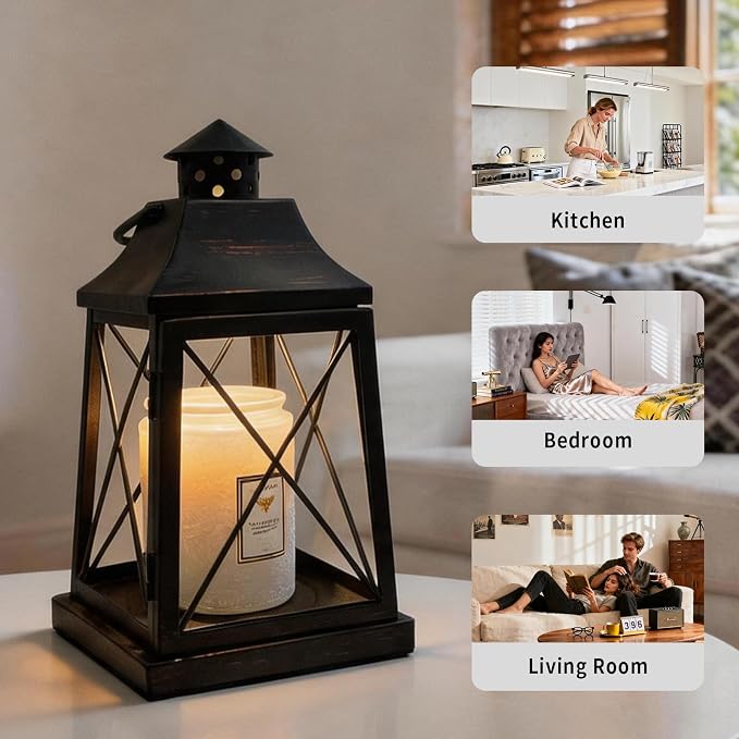 2026 New Candle Warmer Lamp with Timer,Compatible with 3 Wick Candles Jars,Vintage Candle Warmer Lantern Lamp,Dimmable Farmhouse Candle Lamp Warmer,Fully Enclosed and Hanging Up Designed