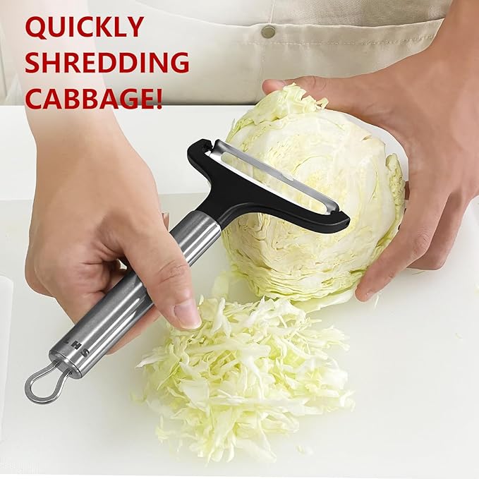 LHS Cabbage Peeler for Kitchen, Wide Mouth Vegetable Peeler, Stainless Steel Fruit Shredder Slicer with Non-Slip Handle and Sharp Blade