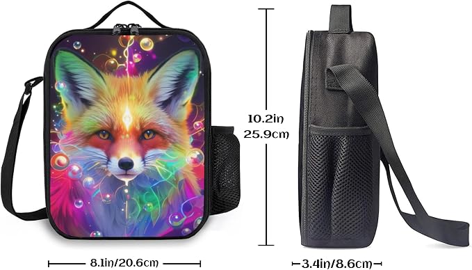 Insulated Lunch Bag, Reusable Portable Lunch Box With Shoulder Strap, Fox Lunch Bag, Funny Cute Bento Lunchbox Cooler Thermal Meal Tote Kit