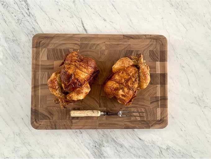 Ironwood Gourmet Acacia Wood Large End Grain Prep Station and Large End Grain Prep Board With Juice Channel Set