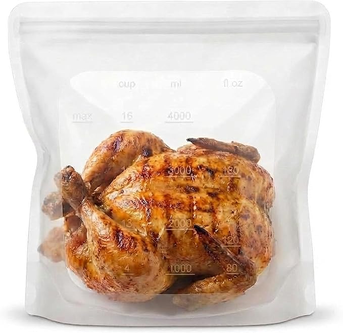 Albino Monkey Reusable Silicone Food Storage Bag XXL 1 Gallon (135 oz) - Leakproof Airtight Stand-Up Freezer Bag for Meal Prep, Sous Vide, BPA-Free, Dishwasher Safe (Clear, 1-Pack)