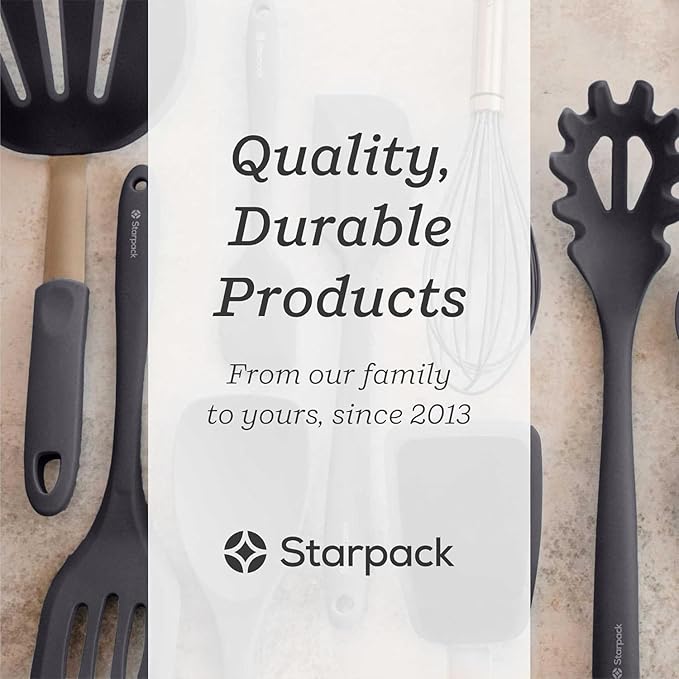 Starpack Get a Grip Silicone Kitchen Tongs (12 Inch) - LFGB Non Toxic, 600°F Heat Resistant, BPA-Free - Heavy-Duty Stainless Steel, Locking - Dishwasher Safe for Nonstick Cookware Gray Black