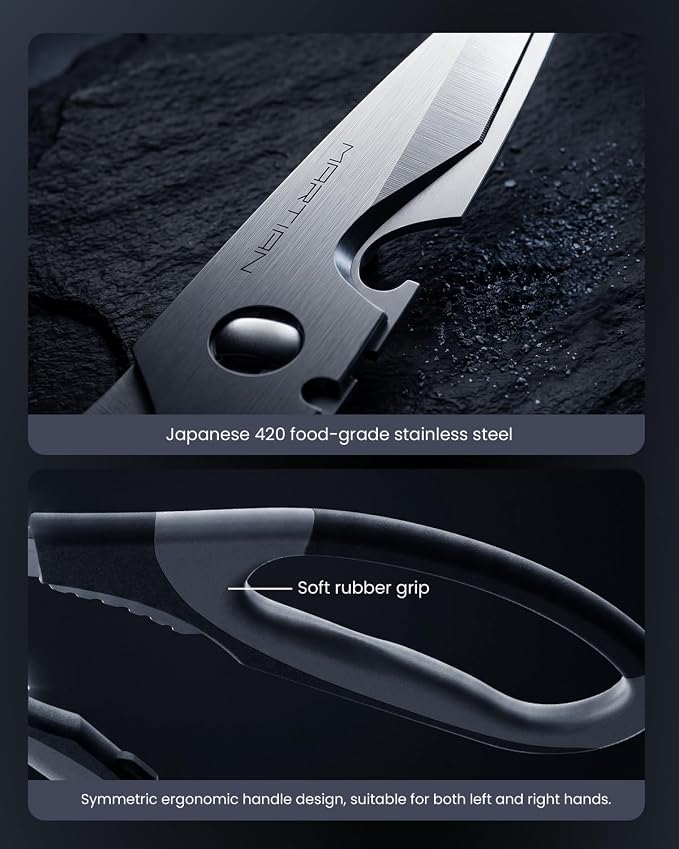 8" Sharp Heavy Duty Kitchen Scissors, Stainless Steel Food Scissors, Multi Purpose Dishwasher Safe Kitchen Shears for Food