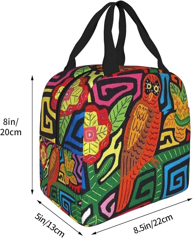 Mola De Panama Reusable Insulated Lunch Bag Waterproof Lunch Box Thermal Cooler Tote Bag For Work Office Travel Picnic For Women Men