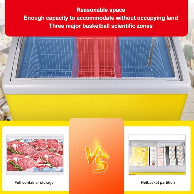 Freezer Wire Storage Basket PE Coated Organizer Bin, 2 Pack Refrigerator Hanging Rack for Shelves, Strong Steel Wire Construction, Easy Access and Maintenance, Replacement (L 39cm X W 20cm X