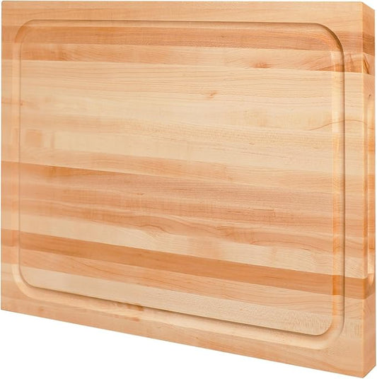 CONSDAN Hard Maple Wood Cutting Board for Kitchen, USA Grown Hardwood, 16 x 12, with Invisible Inner Handle, Prefinished with Food-Grade Oil, Suitable for Kitchen Edge Grain, 1" Thick