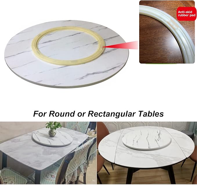 Wooden Lazy Susan Round Table Turntable, Large Dining Table Tabletop Serving Plate, 50cm~100cm, Wooden Swivel Display Tray 360°, No Need To Install, For Hotel/Family Dinner (Color : Black, Size : 60