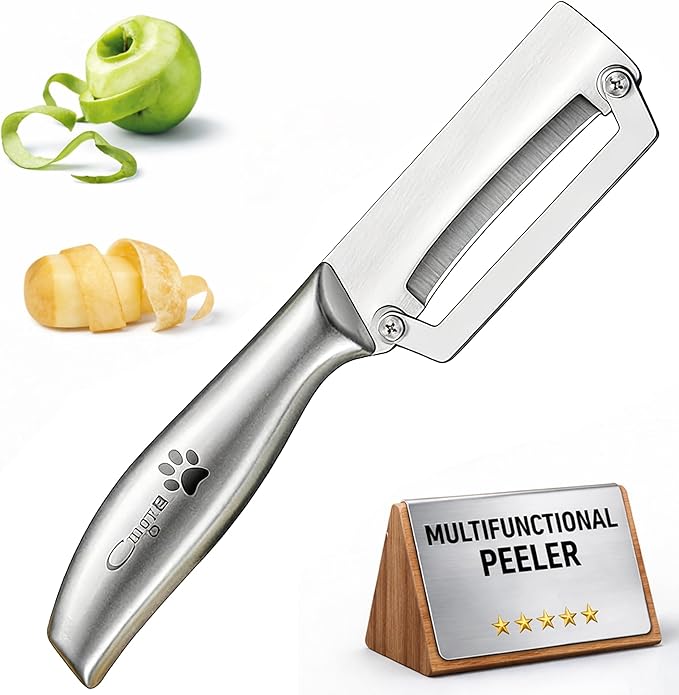 Vegetable Peeler, All Stainless Steel Potato & Fruit Peeler, Professional Kitchen Peeler with Ergonomic Handle, Zero Snag Design for Easy Peeling