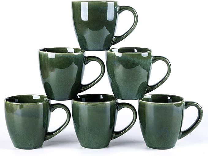 GBHOME Ceramic Coffee Mugs Set of 6, 12oz Stoneware Coffee Mugs Set For Dad Mom Women MEN, Light Weight Coffee Cups for Latte/Tea/Beer/Hot Cocoa, Dishwasher & Microwave Safe
