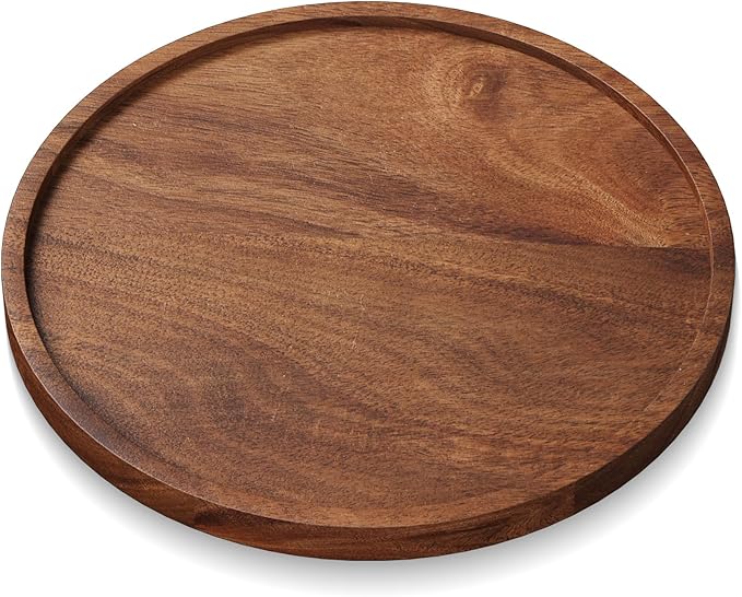 VERTORGAN Acacia Wood Serving Tray,8.7 Inch Decorative Trays Platter for Coffee Table,Living Room,Bar,Party,Mini Charcuterie Boards Cheese Board,Home Decor