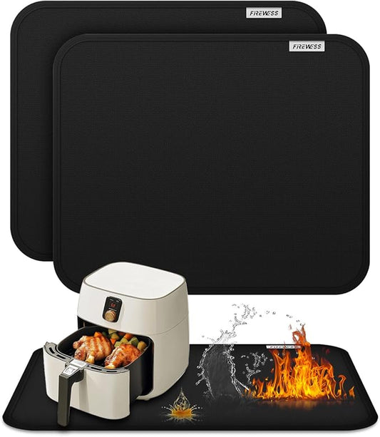 2pack Heat Resistant Mat for Air Fryer, 16x24in Heat Resistant Mat for Countertop, Silicone Kitchen Countertop Hot Pads for Air Fryer, Deep Fryer, Oven