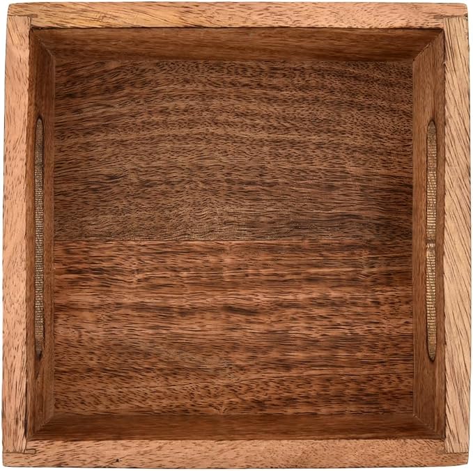 Samhita Square Burning Finish Mango Wood Napkin Holder For Restaurant Decor Kitchen Bar Accessories (7.5"x 7.5"x 2.75")