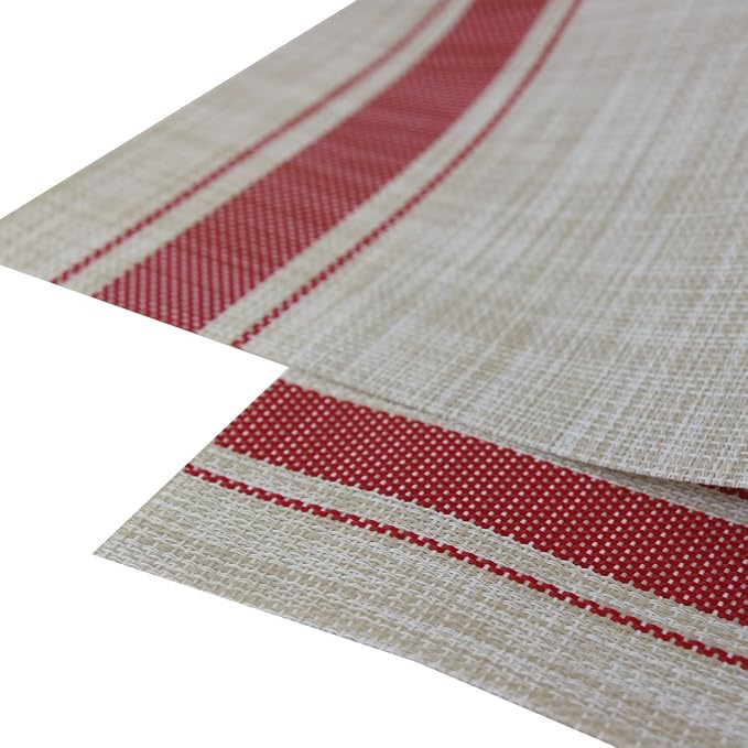 Table Mats Place Mats Indoor Set of 4 Washable Non Slip Kitchen Plastic Dining Placemats Set of 4（Red）
