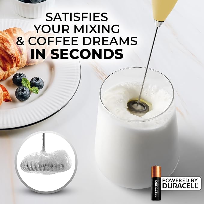 Zulay Powerful Milk Frother for Coffee with Upgraded Titanium Motor - Handheld Electric Whisk, Milk Foamer, Mini Mixer & Coffee Blender for Frappe, Latte, Matcha, No Stand - Ember Sunrise