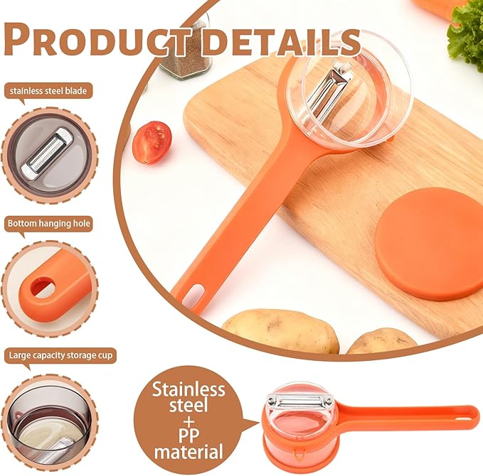 Peeler with Container - New with Box Storage Kitchen Special Fruitpeeler，Vegetable Peeler with Storage Box, Double-Sided Stainless Steel Multi-function Peeler for Home Kitchen (Green)