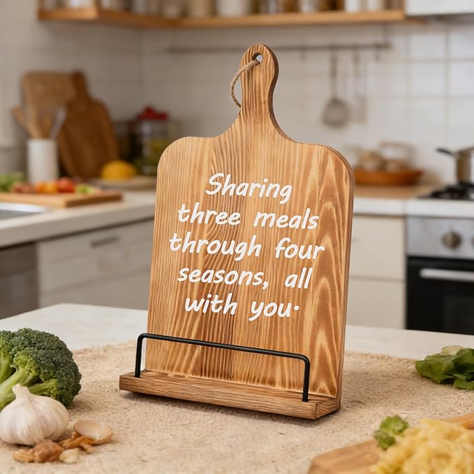 Cookbook Stand, Adjustable Recipe Book Holder Foldable Cook Book Holder for Kitchen Counter Large Wooden Stand for Cookbook Tablets iPad (Style A)