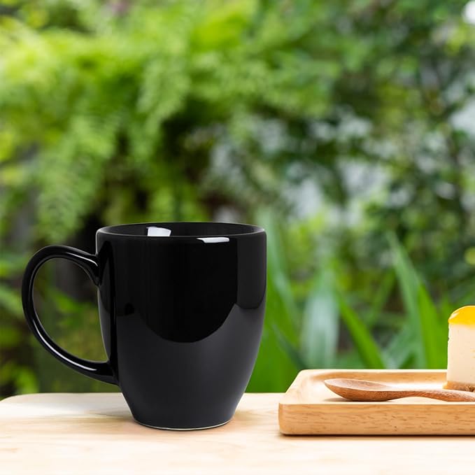 Durable 16 oz Ceramic Black Coffee Mug, Large Coffee Cup with Ergonomic Handle, Ideal Tea Mug for Home, Office, Gift, Dishwasher & Microwave Safe (coffee, Tea, Hot Cocoa, Latte Cup)