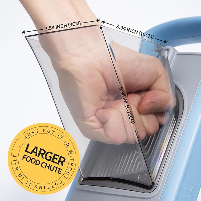 Safe Mandoline Slicer for Kitchen, 6 in 1 Vegetable Chopper, French Fry Cutter For Potatoes, Potato Slicer,Food Chopper,Adjustable Thickness 0.1-8 mm, With Peeler/Cleaning Brush (Blue+green)