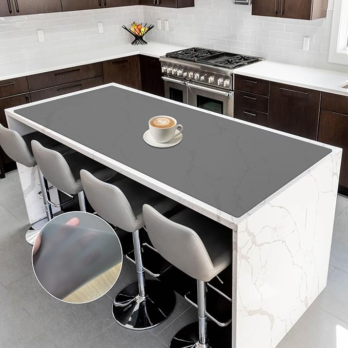 Silicone Mats for Kitchen Counter, 47.3"x23.6"(120cmx60cm) Large Heat Resistant Mat Kitchen Island Waterproof 2MM Thick Countertop Protector Mat Nons-slip Extra Large Counter Mat, Translucent Black