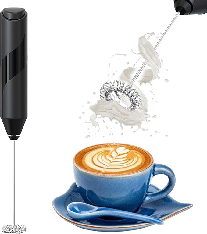 Handheld Milk Frother Wand - Electric Whisk Frother for Coffee Battery Operated - Drink Stirrer Electric Frothers Handheld - Drink Mixer - Coffee Mixer Wand