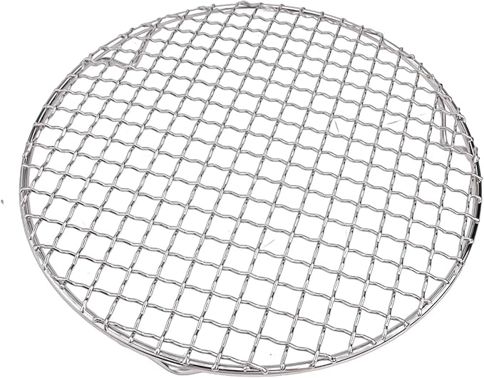Round Cooling Baking Rack 201 Stainless-Steel Wire Oven Grill Sheet with Stable Tri-Leg Design for Baking, Roasting, Grilling, Drying and Cooling Cakes, Pies, Cookies, Pizza(24cm)