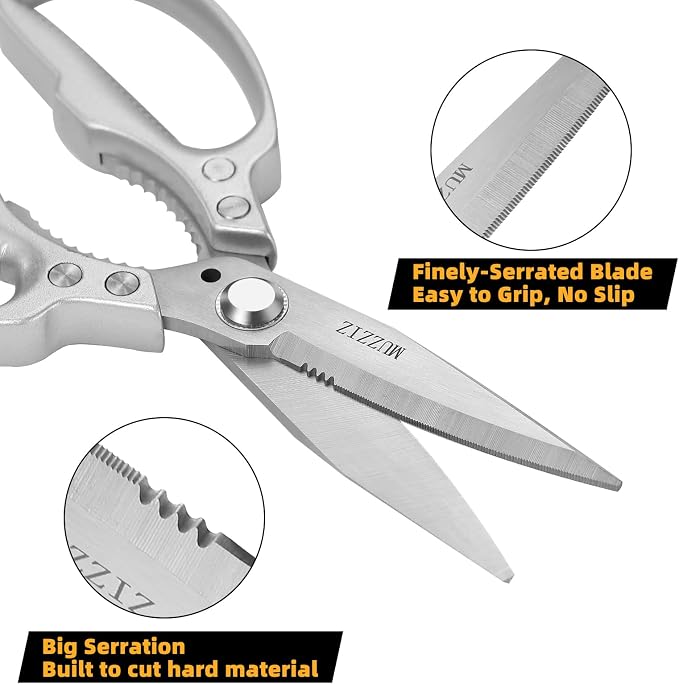 Heavy Duty Scissors,All Purpose Utility Scissors,Stainless Steel Blade with Small Serrations， Metal Handle Shears for Home,Office,Easy Cutting Cardboard,Fabric,Leather,Wires,Carpet and Rope