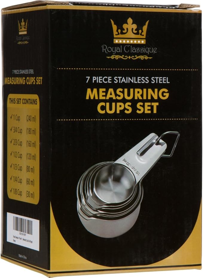 7 Piece Professional Grade Stainless Steel Measuring Cups Set By i Kito
