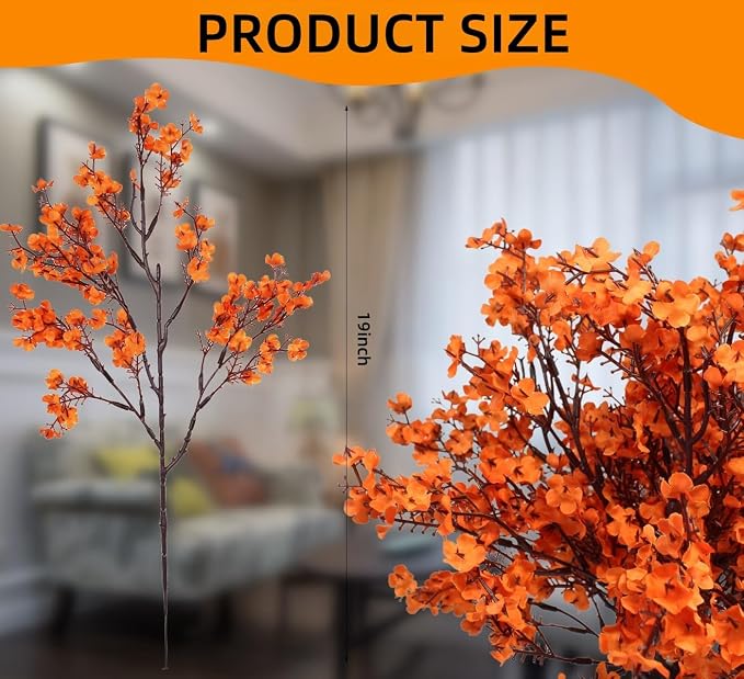 DoubleWood Caramel Silk Flowers, 10PCS Artificial Babys Breath Flowers, Fake Flowers Fall Stems Decoration Gypsophila Bouquets for Home Garden,Farmhouse Table Centerpieces (10, Caramel)