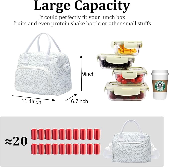 MEXS Insulated Lunch Bag for Women Men Large Reusable Lunch Box Adult Leakproof Portable Cooler Tote Bags for Work Picnic (lavender)