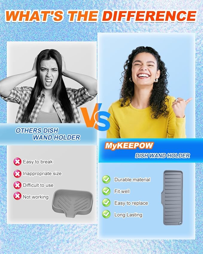 2 Pack Sponge Holder for Kitchen Sink with Drain Spout, Silicone Soap Dish Sink Caddy Organizer for Soap Scrubber Brush, Self-Draining Dish Sponge Holder Compatible with Scrub Daddy, Grey