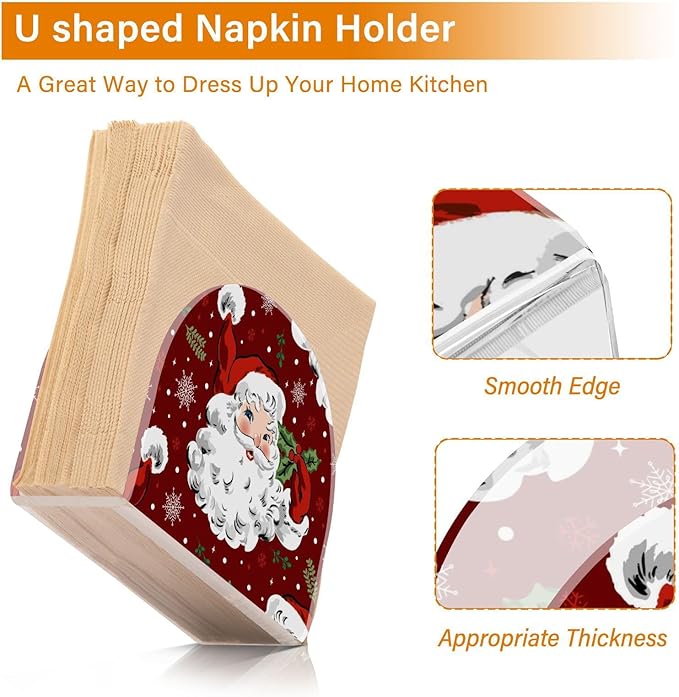 Acrylic Fall Napkin Holder for Table Kitchen Christmas Santa Claus Cocktail Dinner Napkin Holders Paper Towel Dispenser Countertop Modern Home Decor