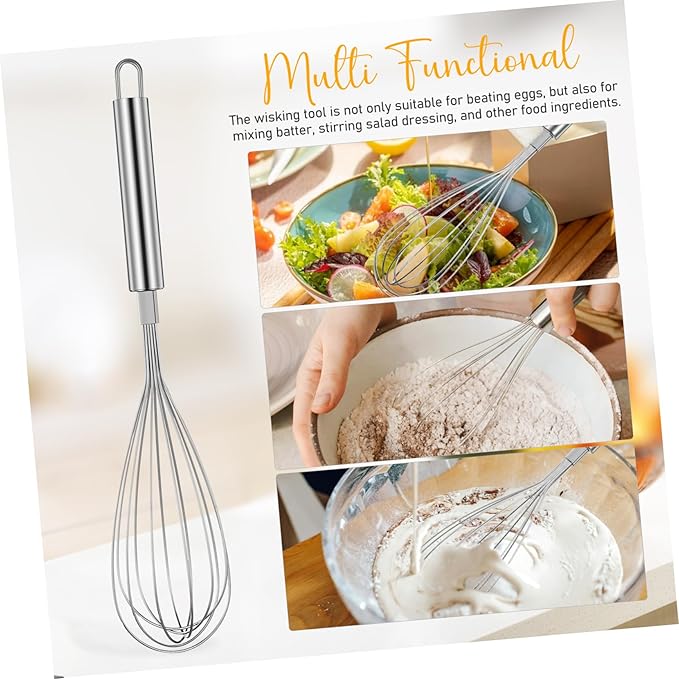 Stainless Steel Balloon Whisk Whisk for Mixing Beating Stirring Lightweight Comfortable Kitchen Utensil for Cooking Baking Easy to Clean Non Slip Design